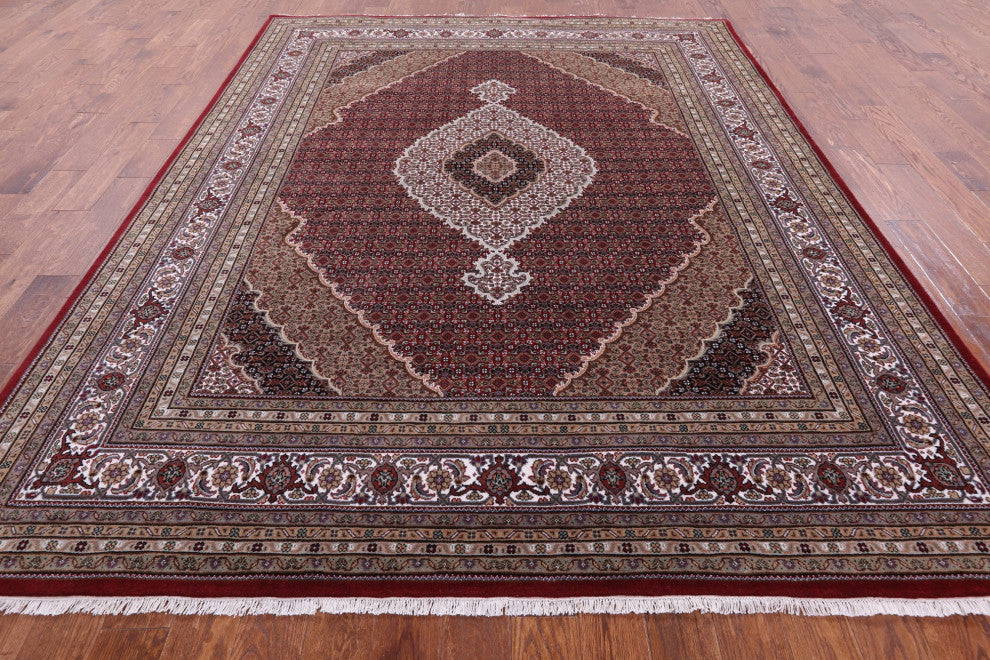 8' 2" X 10' 4" Persian Tabriz Wool and Silk Handmade Rug Q8903