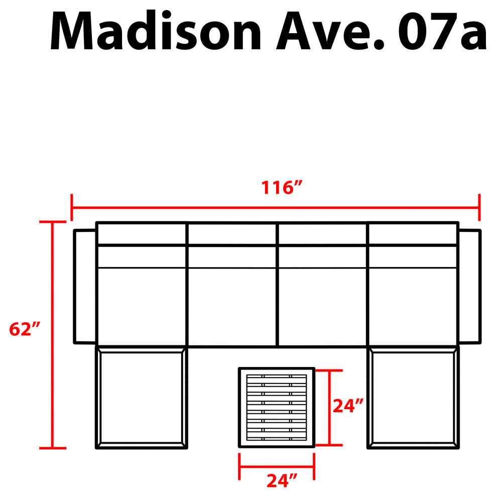 kathy ireland Madison Ave. 7 Piece Aluminum Patio Furniture Set 07a, Tranquil