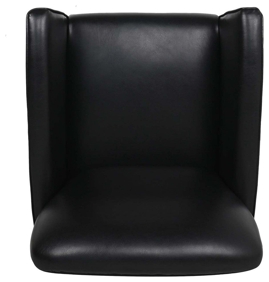Faux Leather/Fabric Armchair with Wood Legs, Black, 26'' X 30''