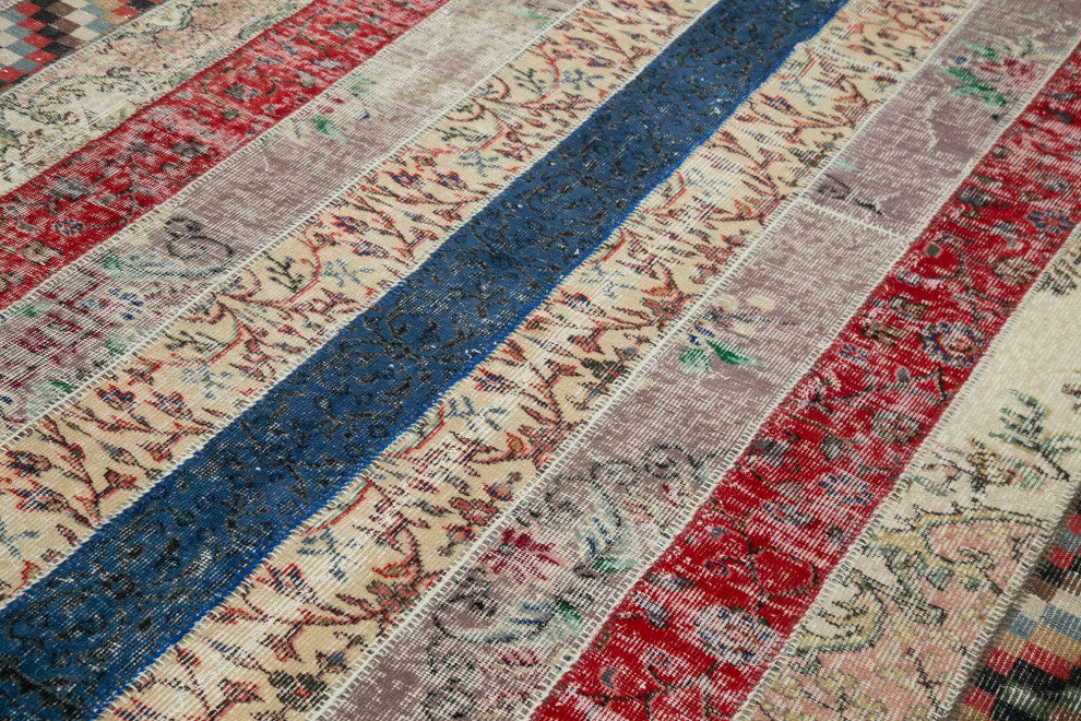 Rug N Carpet - Hand-Knotted Anatolian 6' 8" x 10' 1" Wool Patchwork Area Rug