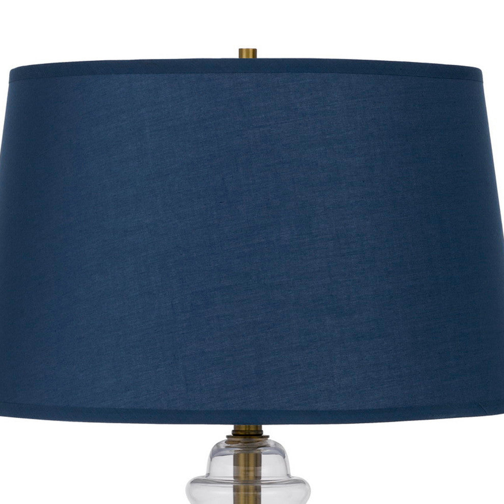 Benzara BM272203 30" Metal Table Lamp, Glass Jar Base, Blue, Clear