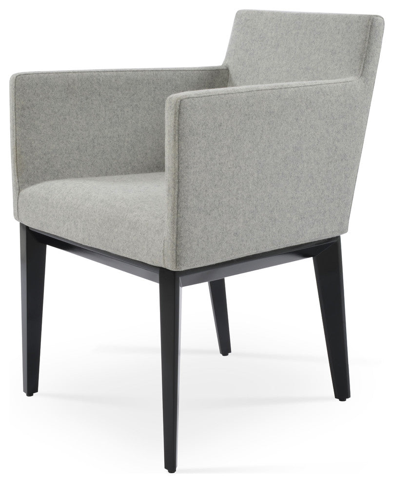 Harput Wood Chair, Solid Beech Wenge Base, Silver Camira Wool