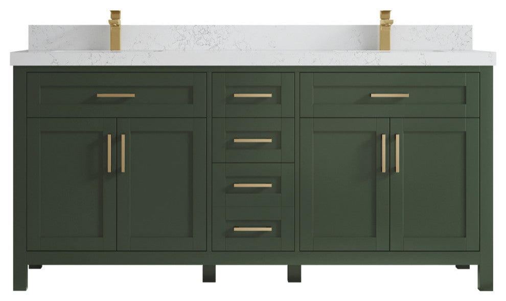 Cambridge 72 Double Sink Bath Vanity in Pewter Green 2" Empira Quartz