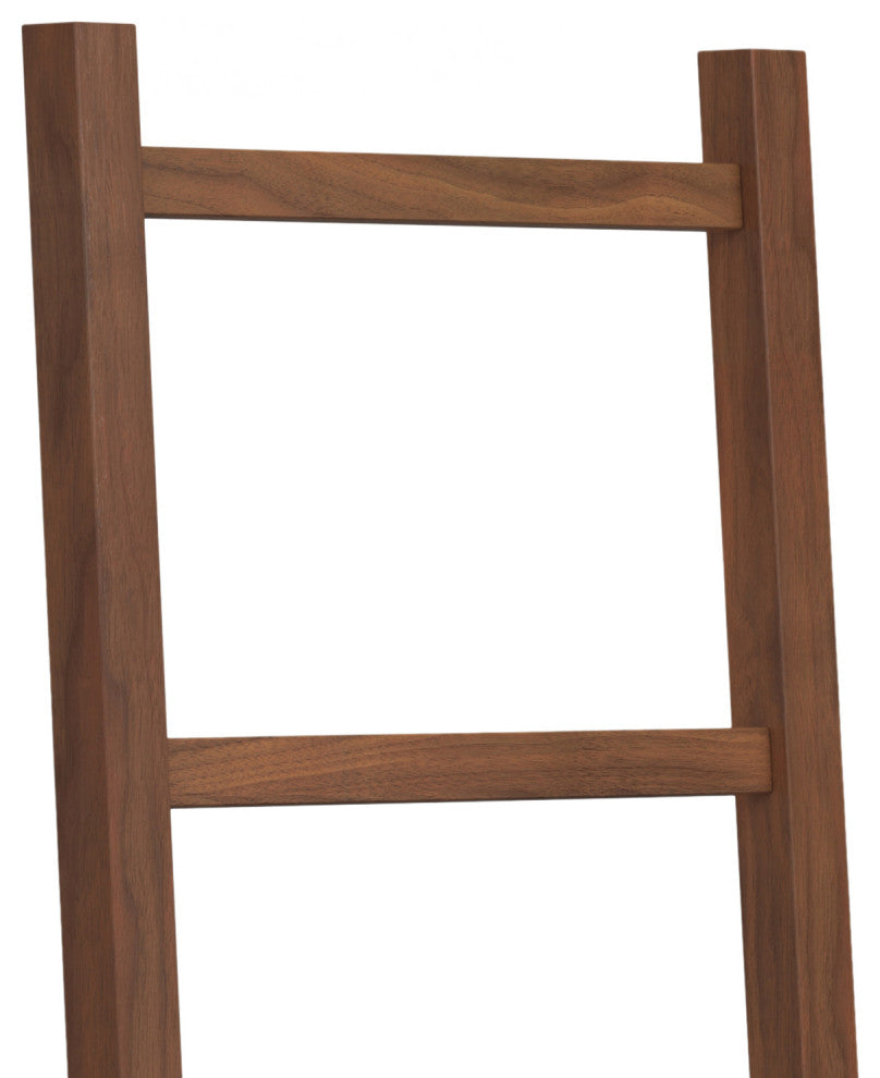 Bray Solid Acacia Wood Bath Towel and Blanket Ladder Shelf, Natural Walnut