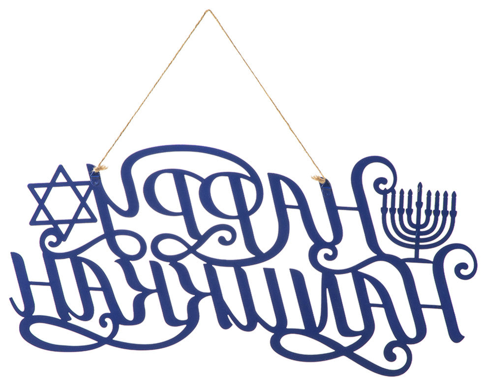 24"L Metal "Happy Hanukkah" Wall Decor