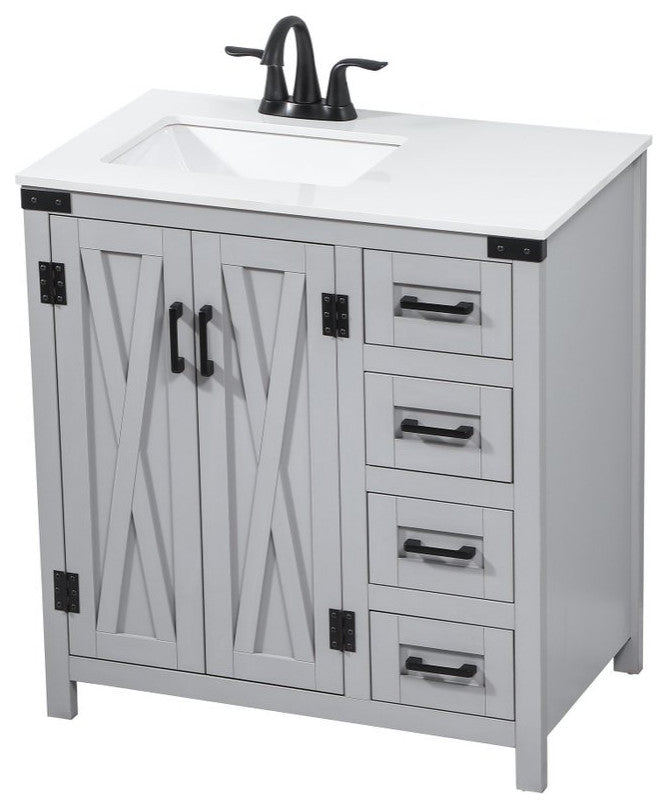 Home Living 19" Farmhouse Grey-Light Bathroom Vanity