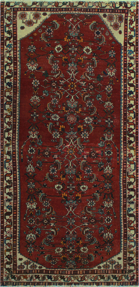 Vintage Distressed Rogers Red-Rust Runner, 4'5x8'10