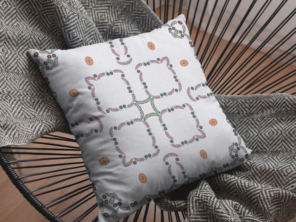 18 White Floral Decorative Suede Throw Pillow