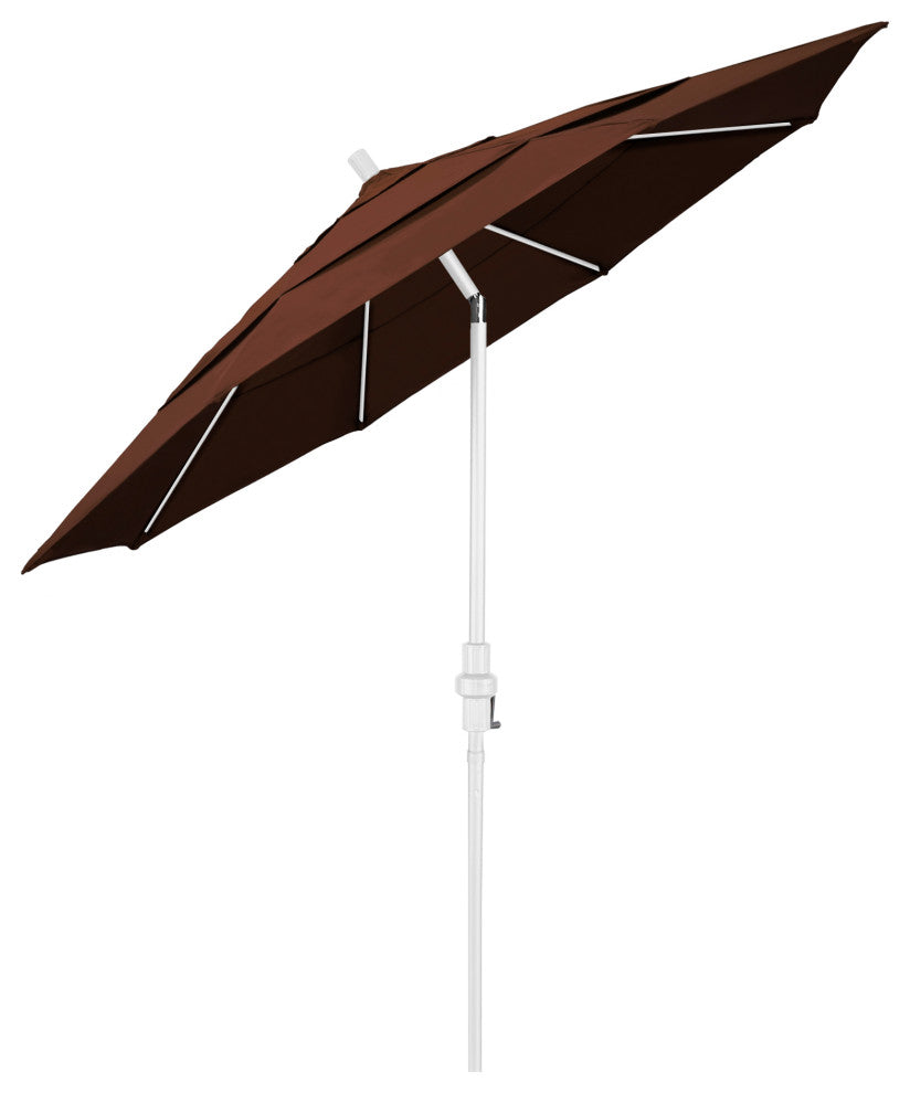 11' Matted White Collar Tilt Lift Fiberglass Rib Aluminum Umbrella, Sunbrella, Bay Brown