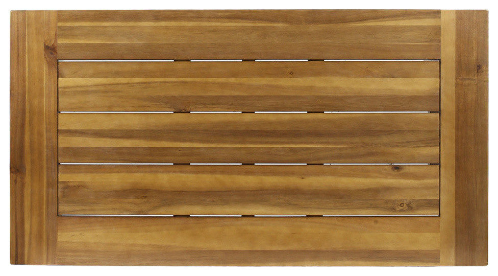 GDF Studio Easter Outdoor Acacia Wood Coffee Table, Teak Finish/Rustic Metal