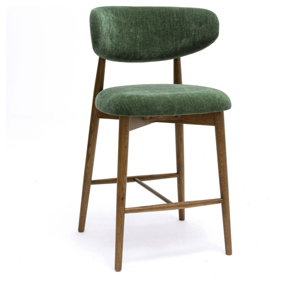 Zinea Performance Textured Velvet Counter Stool, Forest Green