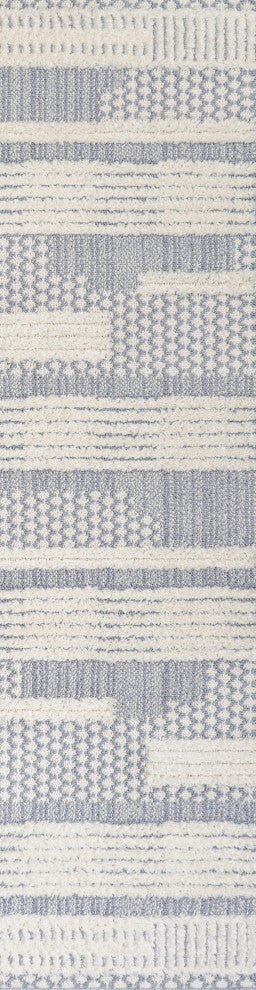 Kerstin Geometric High-Low Cream/Gray 2'x8' Runner Rug