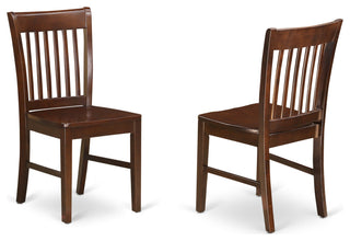 5 Pc Dining Set, Table, 4 Mahogany Wooden Chairs Button Tufted, Mahogany