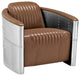 Zado Industrial Loft Black Barrel Accent Chair PU Leather Upholstery