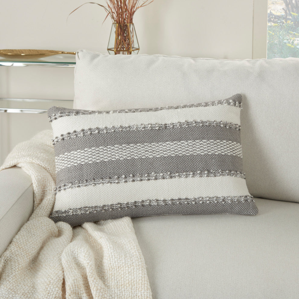 Mina Victory VJ088 Throw Pillow, Grey, 14" x 22"