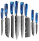 8-Piece Professional Kitchen Knife Set with Blue Resin Handles