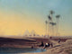 Tile Mural, Oasis By Charles theodore Frere Camel Palms Water Pyramid Matte