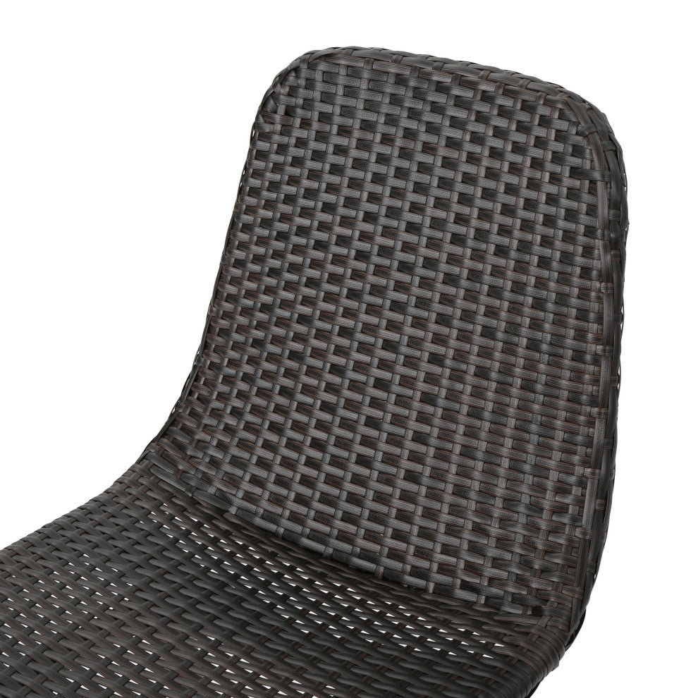 GDF Studio 5-Piece Isco Outdoor Multi-brown Wicker Circular Dining Set