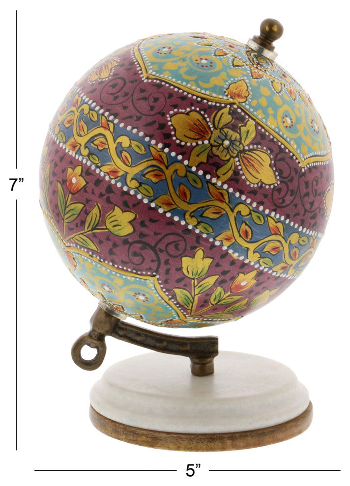 Modern 7" Multicolored Resin and Wood Decorative Lattice Globe