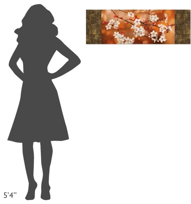 "Orange Sakura" Stretched Canvas Giclee by Jenny Thomlinson, 36x12"