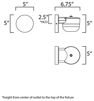 Maxim 51115 Michelle 5" Tall LED Outdoor Wall Sconce - White / Black