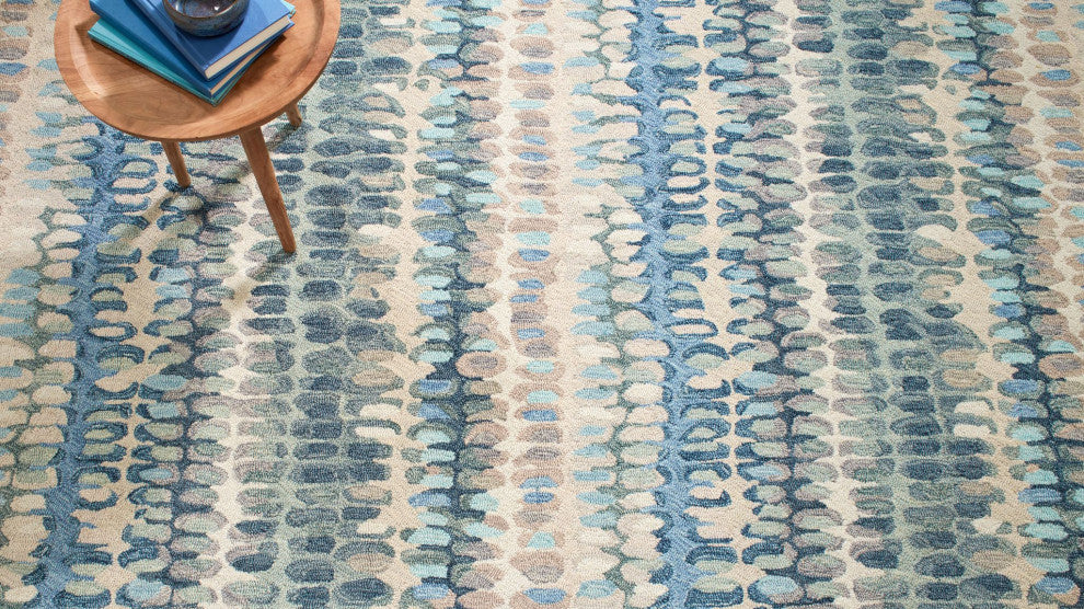Dash & Albert Paint Chip Blue Hand Micro Hooked Wool Rug, Blue, 2' x 3'