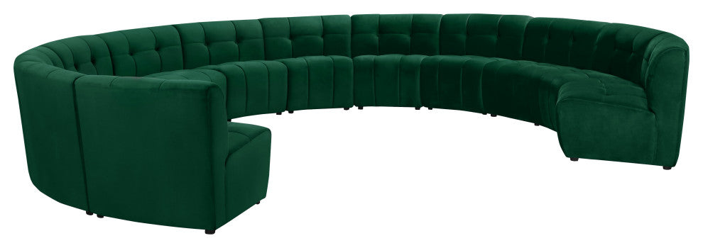 Limitless Velvet Upholstered 12-Piece Modular Sectional, Green