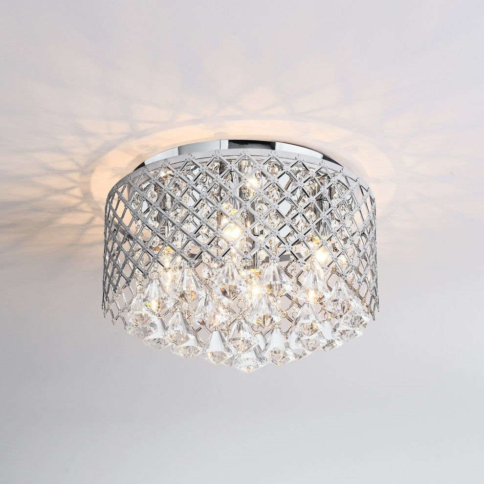 Chloe Chrome Crystal Flush Mount Chandelier