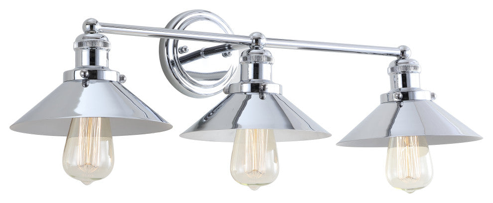 June Metal Shade Sconce, Chrome, 3-Light