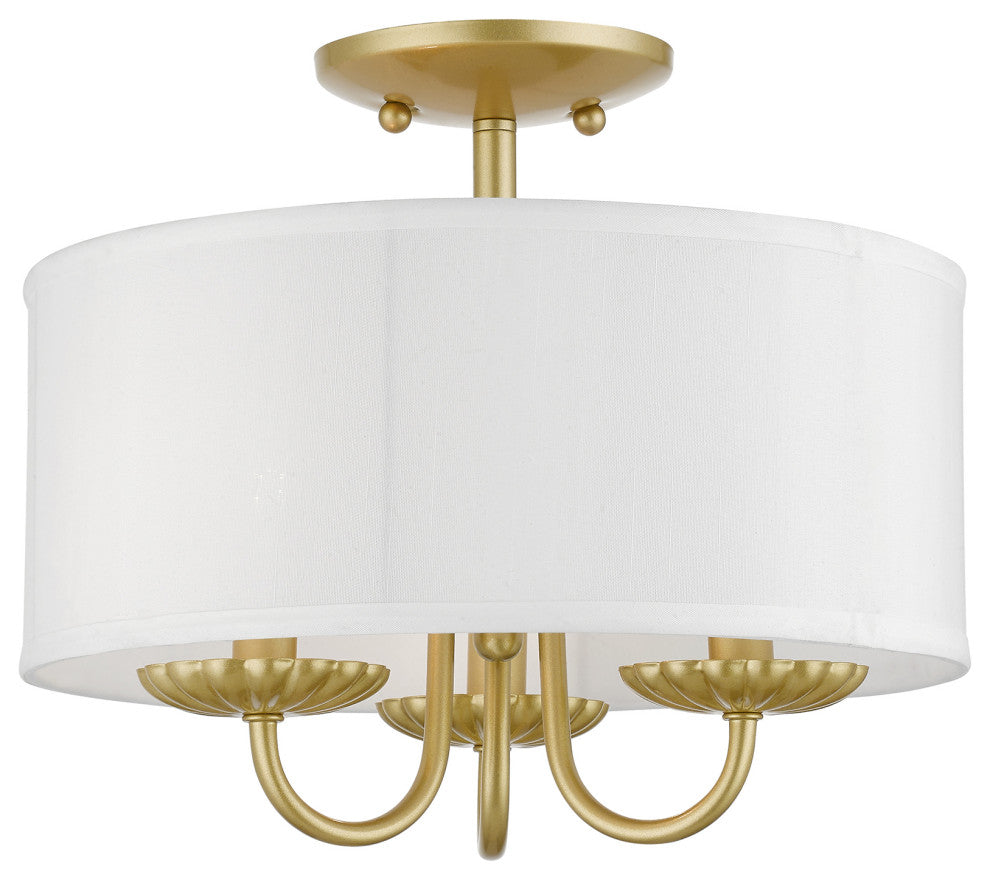 Livex Lighting 3 Light Soft Gold Semi-Flush Mount