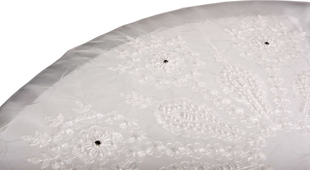 Merrigold Lace Embroidered Tablecloth With Beaded Accents, 80"x80"