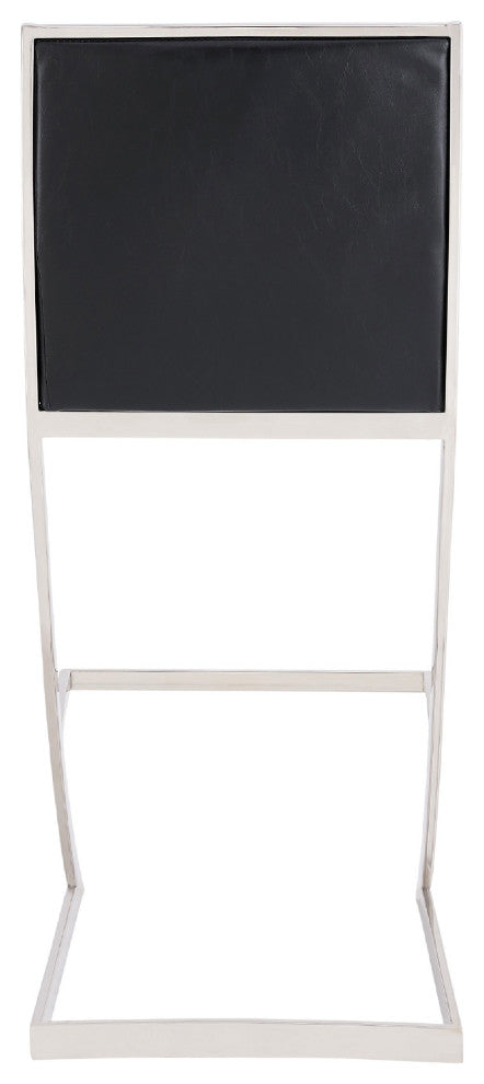 Benzara BM271183 Barstool, Channel Stitching/Cantilever Base, Black/Silver