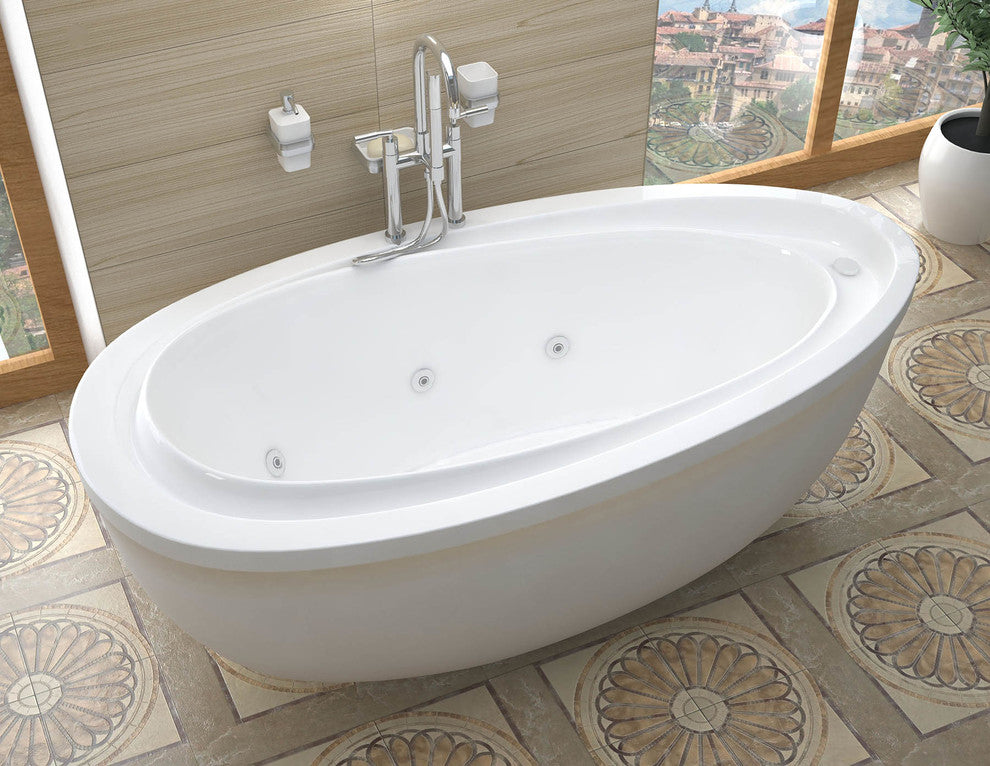 Renoir 38 x 71 Oval Freestanding Whirlpool Jetted Bathtub w/ Reversible Drain