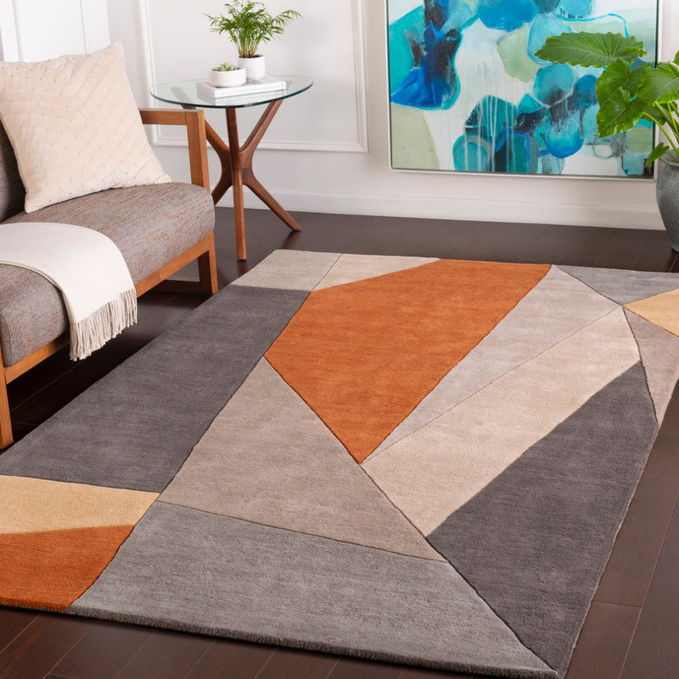 Surya Forum FM-7223 Modern Area Rug, Burnt Orange, 9' x 12' Rectangle