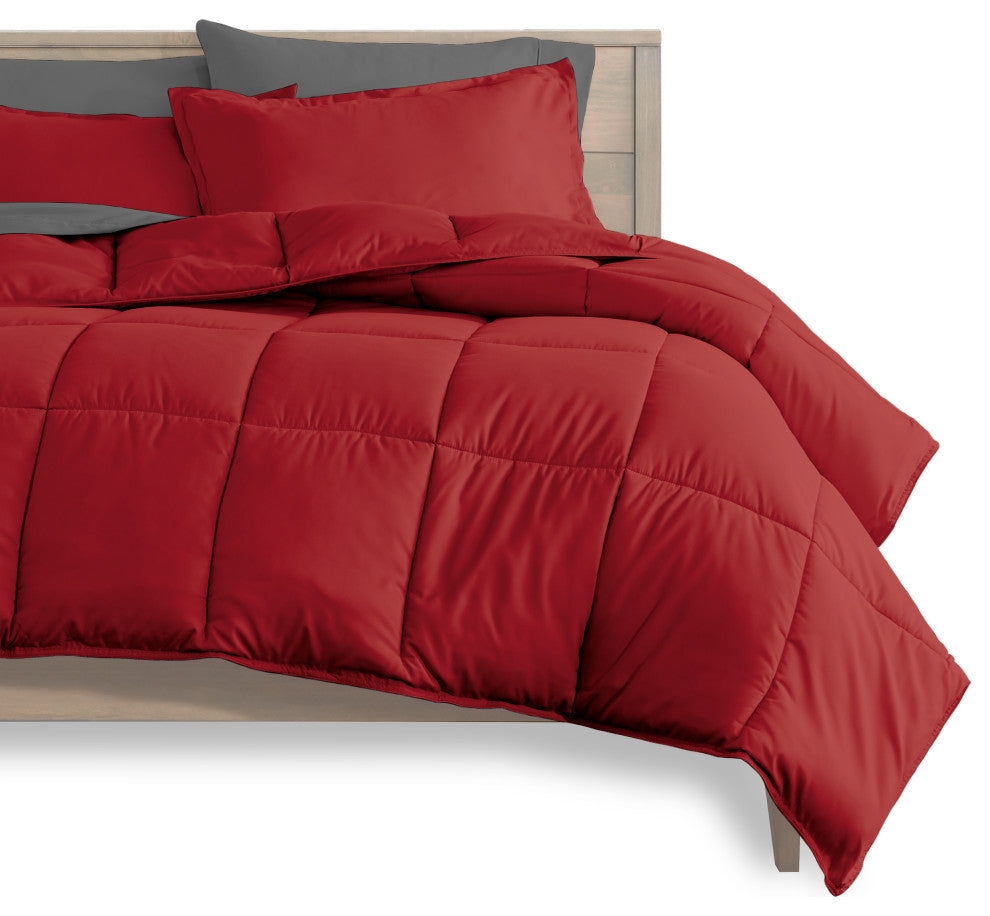 Bare Home 8-Piece Bed-in-a-Bag Split Sizes, Red, Gray, Split Queen