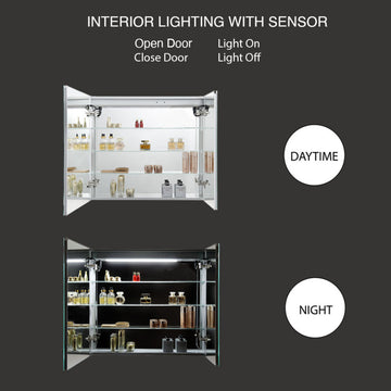 LED Medicine Cabinet With Defogger, 36x32