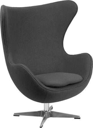 Gray Wool Fabric Egg Chair With Tilt-Lock Mechanism