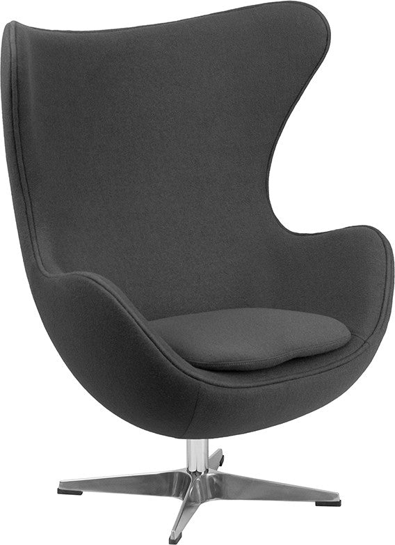 Gray Wool Fabric Egg Chair With Tilt-Lock Mechanism