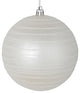 Vickerman N187611D 4" White Candy Finish Ball Ornament With Glitter Lines