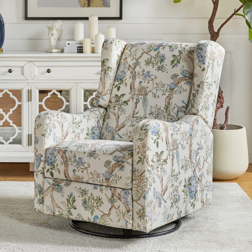 Manual Swivel Glider Recliner, Floral