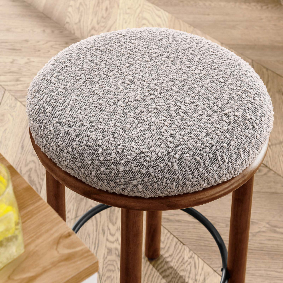 Fable Boucle Fabric Counter Stools - Set of 2 - Walnut Taupe