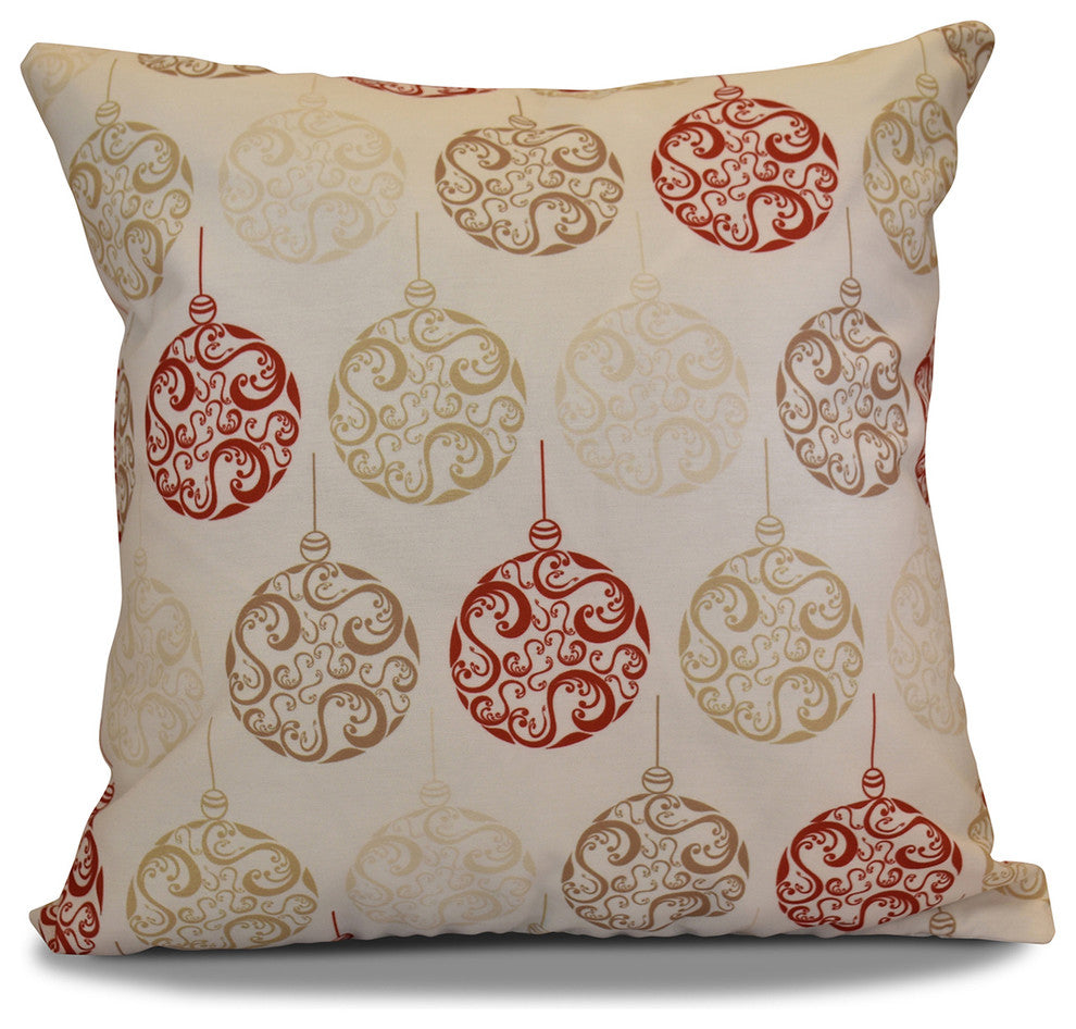 Decorative Holiday Pillow Geometric Print, Red, 26"x26"