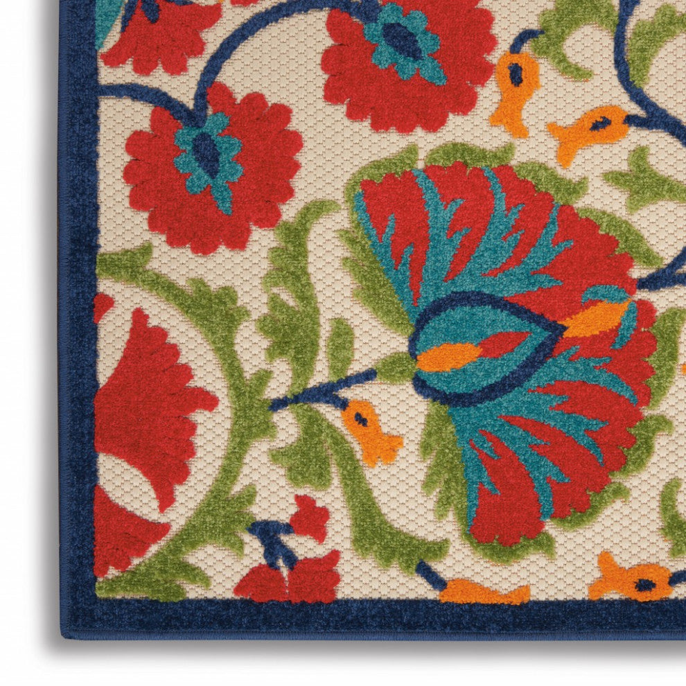 7 x 10' Red and Multicolor Indoor Outdoor Area Rug