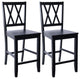 Set of 2 Double-X Wood Counter Stools, Black