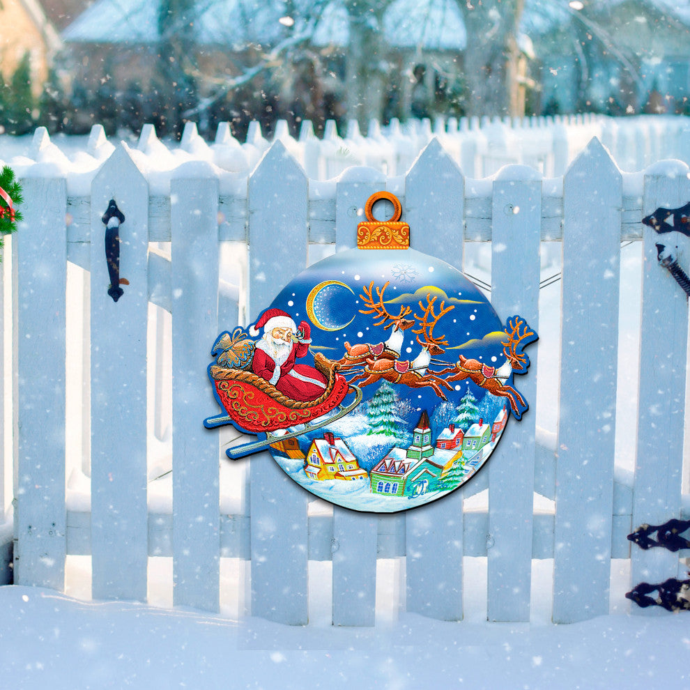 Up Up And Away Ornamental Decorated Santa Decor, Door Hangers