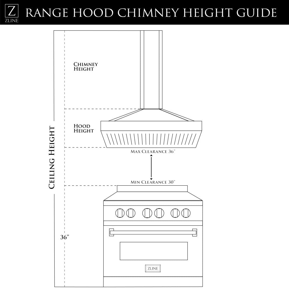 ZLINE 36 in. Island Range Hood, Stainless Steel, GL14i-36