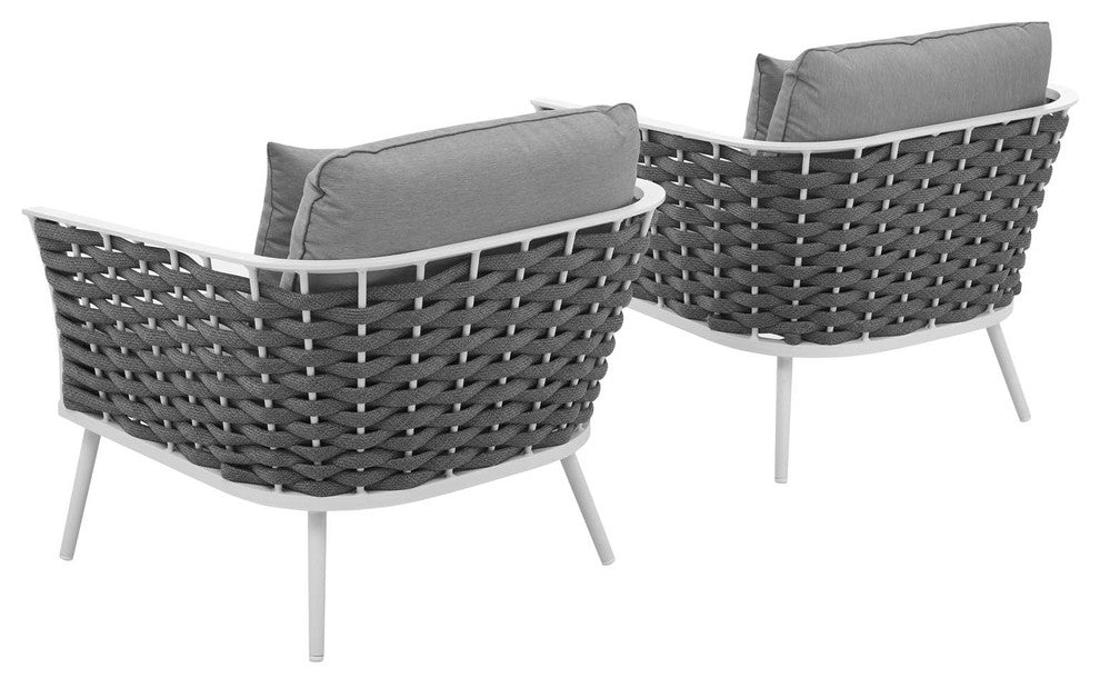 Stance Armchair Outdoor Patio Aluminum Set of 2, White Gray