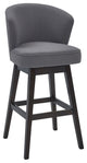 30" Grey Espresso Wood Fabric Swivel Bar Stool