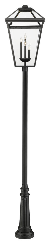 Zlite 579PHXLXR-511P-BK 4-Light Outdoor Post Mounted Fixture, Clear Beveled