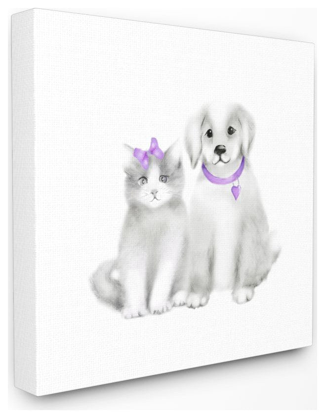 Cartoon Baby Cat And Dog Family Pet Animal, 24"x24"
